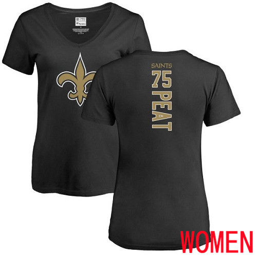 New Orleans Saints Black Women Andrus Peat Backer Slim Fit NFL Football #75 T Shirt->nfl t-shirts->Sports Accessory